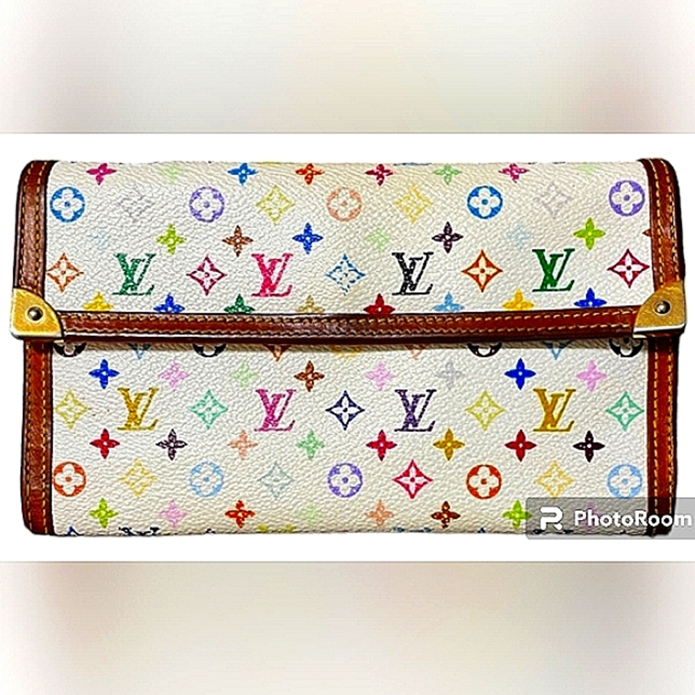 LOUIS VUITTON X TAKASKI MURAKAMI COATED  MULTI COLOR WALLET RARE With LV BOX